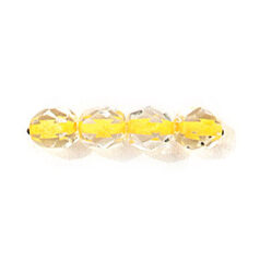 Bead, Czech firepolish, 6mm colorlined, YELLOW LINED CRYSTAL