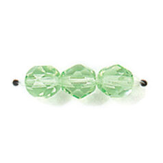 Bead, Czech firepolish, 6mm faceted round, PERIDOT