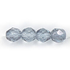 Bead, Czech firepolish, 6mm round faceted lustre, BLACK DIAMOND