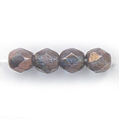Bead, Czech firepolish, 6mm round faceted metallic lustre, MONTANA