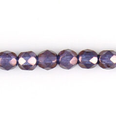 Bead, Czech firepolish, 6mm round faceted lustre, LAVENDER
