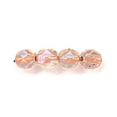 Bead, Czech firepolish, 6mm faceted copperlined AB, CRYSTAL