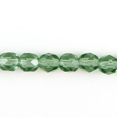 Bead, Czech firepolish, 6mm faceted round, MOSS GREEN