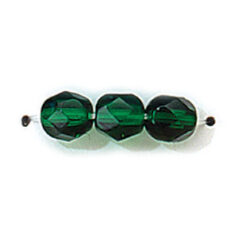 Bead, Czech firepolish, 6mm faceted round, EMERALD