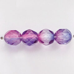 Bead, Czech firepolish, 6mm round faceted two tone, MAUVE/PINK
