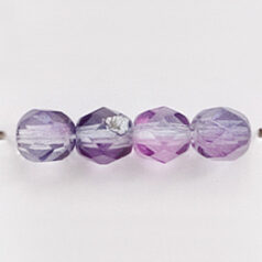 Bead, Czech firepolish, 6mm round faceted two tone, MAUVE/LILAC