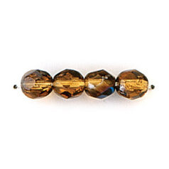 Bead, Czech firepolish, 6mm round faceted azure, TOPAZ