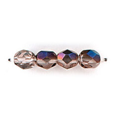 Bead, Czech firepolish, 6mm round faceted azure, ROSE