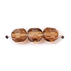 Bead, Czech firepolish, 6mm faceted round, LIGHT SMOKE TOPAZ