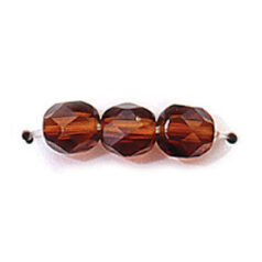 Bead, Czech firepolish, 6mm faceted round, MADEIRA TOPAZ