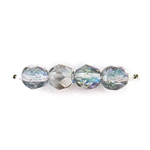 Bead, Czech firepolish, 6mm half coat metallic, BERMUDA BLUE