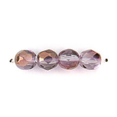 Bead, Czech firepolish, 6mm half coat metallic, AMETHYST BRONZE