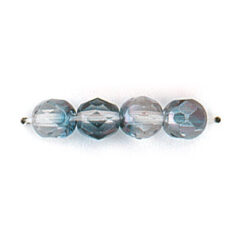 Bead, Czech firepolish, 6mm half coat metallic, MONTANA