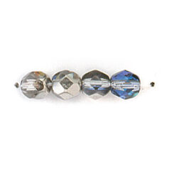 Bead, Czech firepolish, 6mm half coat metallic, DARK BERMUDA BLUE