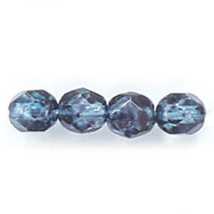 Bead, Czech firepolish, 6mm round faceted speckled, TEAL