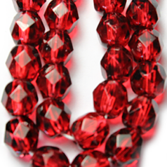 Bead, Czech firepolish, 6mm round faceted speckled, RED
