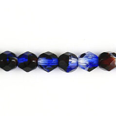 Bead, Czech firepolish, 6mm round faceted multicolor, CRYSTAL/SAPPHIRE/GARNET