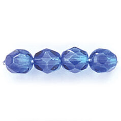 Bead, Czech firepolish, 6mm round faceted two tone, LIGHT SAPPHIRE/SAPPHIRE