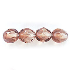 Bead, Czech firepolish, 6mm round faceted two tone, TOPAZ/BLACK DIAMOND