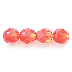 Bead, Czech firepolish, 6mm round faceted two tone, RED/YELLOW