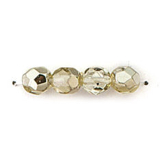 Bead, Czech firepolish, 6mm mirror metallic, LIGHT JONQUIL