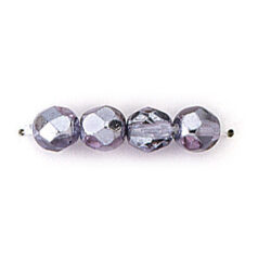 Bead, Czech firepolish, 6mm mirror metallic, MIDNIGHT LAVENDER