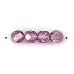 Bead, Czech firepolish, 6mm mirror metallic, LIGHT VIOLET