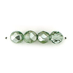 Bead, Czech firepolish, 6mm mirror metallic, LIGHT PERIDOT