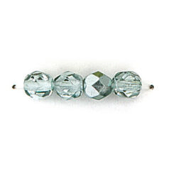 Bead, Czech firepolish, 6mm mirror metallic, LIGHT OCEAN GREEN