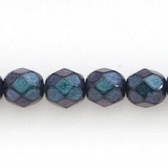 Bead, Czech firepolish, 6mm matte metallic, MIDNIGHT BLUE