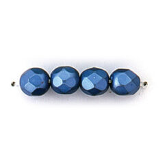 Bead, Czech firepolish, 6mm matte metallic, LIGHT BLUE