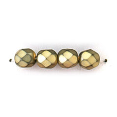 Bead, Czech firepolish, 6mm matte metallic, YELLOW