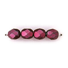 Bead, Czech firepolish, 6mm matte metallic, PLUM