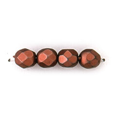 Bead, Czech firepolish, 6mm matte metallic, RUST RED