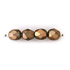 Bead, Czech firepolish, 6mm matte metallic, BRONZE