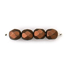 Bead, Czech firepolish, 6mm matte metallic, BROWN