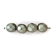 Bead, Czech firepolish, 6mm matte metallic, GREY