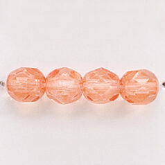 Bead, Czech firepolish, 6mm round faceted dipped, DARK ORANGE