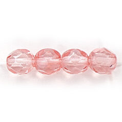 Bead, Czech firepolish, 6mm round faceted dipped, DUSTY ROSE