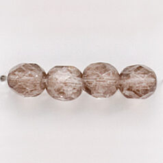 Bead, Czech firepolish, 6mm round faceted dipped, DARK SMOKE BEIGE
