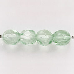 Bead, Czech firepolish, 6mm round faceted dipped, LIGHT AZURE