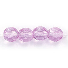 Bead, Czech firepolish, 6mm round faceted dipped, LIGHT LAVENDER