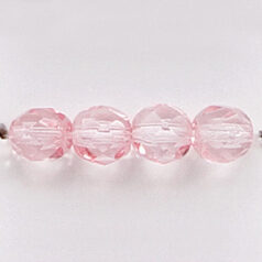 Bead, Czech firepolish, 6mm round faceted dipped, LIGHT PINK