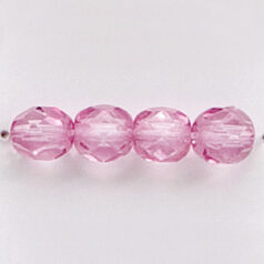Bead, Czech firepolish, 6mm round faceted dipped, DARK PINK