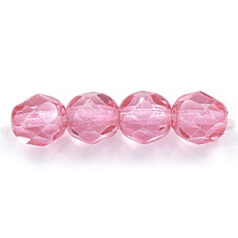 Bead, Czech firepolish, 6mm round faceted dipped, FUCHSIA