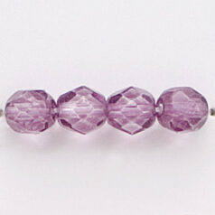 Bead, Czech firepolish, 6mm round faceted dipped, AMETHYST