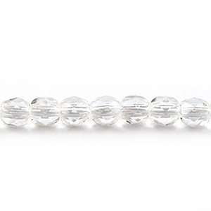 Bead, Czech firepolish, 4mm faceted round, CRYSTAL