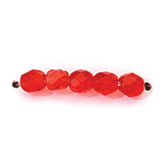 Bead, Czech firepolish, 4mm faceted round, RUBY