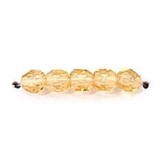 Bead, Czech firepolish, 4mm faceted round, LIGHT AMBER