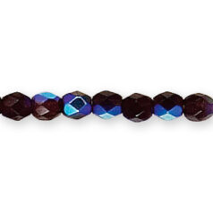 Bead, Czech firepolish, 4mm faceted round, GARNET AB